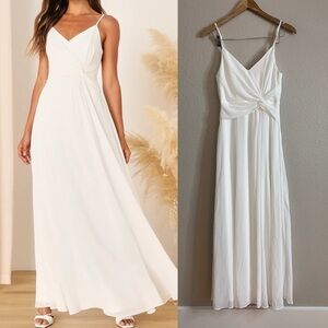 Exceptional Love White Sleeveless Twist-Front Maxi Dress
